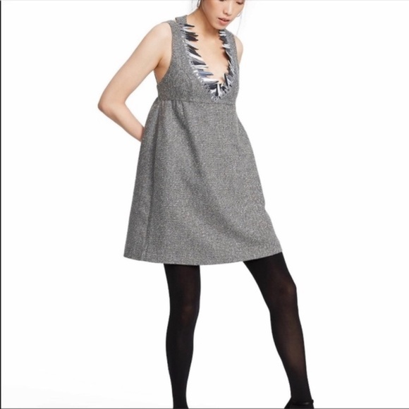 Anna Sui Gray Dress with Black and White Accents *POCKETS* - Picture 4 of 8